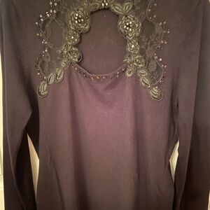 Boston Proper Black Lace Top